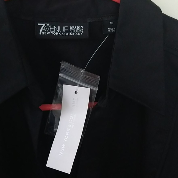 NWT NY&C Black Jewel Button-Up Blouse XS - Picture 4 of 5